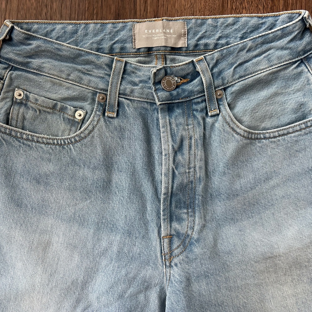 NWOT EVERLANE Curvy 90s Cheeky Straight Jean Light Wash Organic Size 27 Ankle - Picture 7 of 16